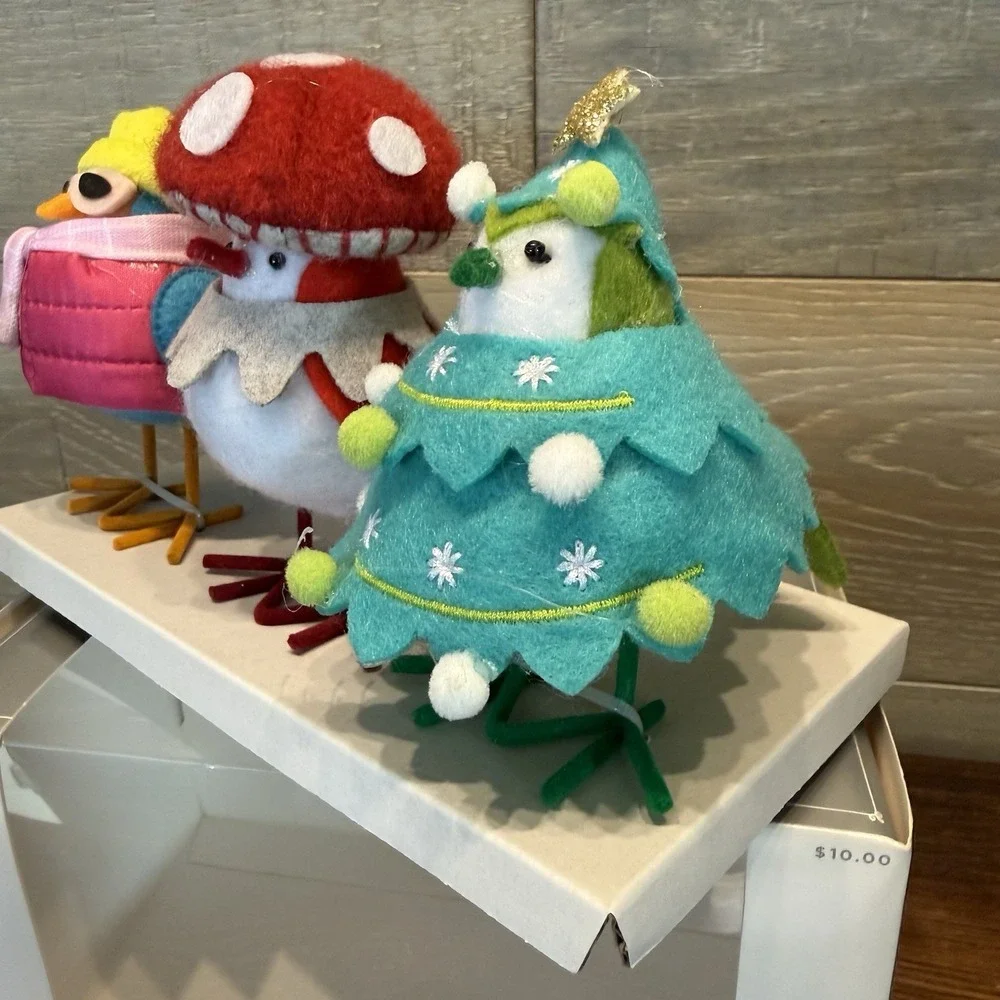 Target Featherly Friends Mini Bird Mushroom Set of 3 Brights NEW Wondershop 2024